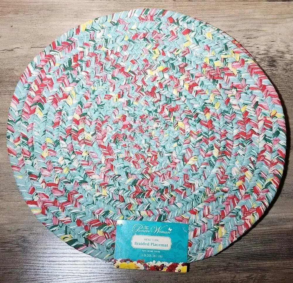 The Pioneer Woman Vintage Floral Braided Placemat Teal Set of 2 ~ 15